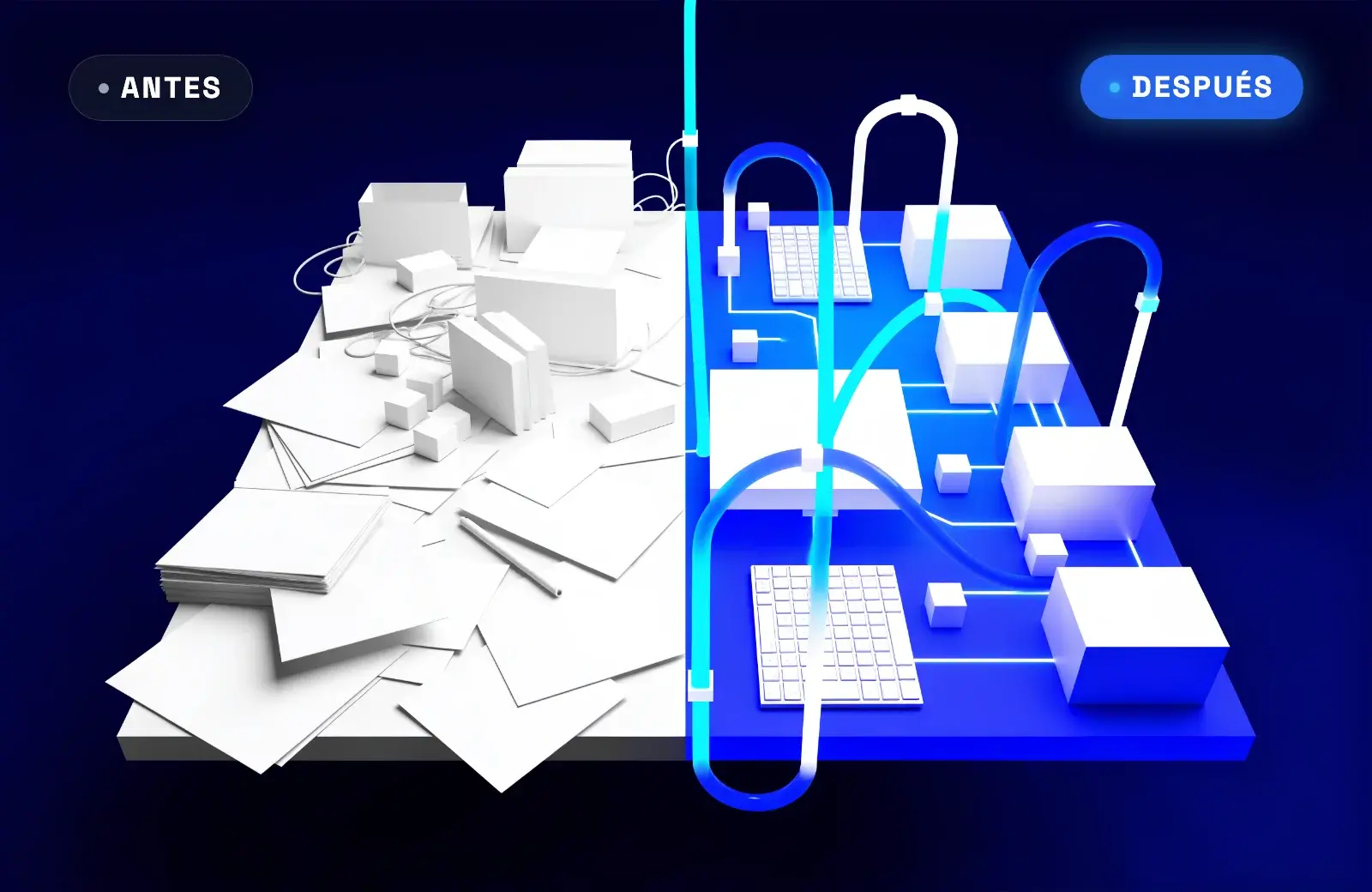 Desafíos de la transformación digital Antes y después de la transformación digital: de procesos manuales a flujos automatizados